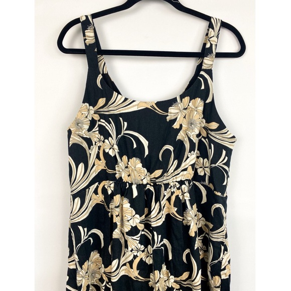 Soft Surroundings Isla Stretch Linen Floral Midi Dress, Black - Size XL - Picture 7 of 10